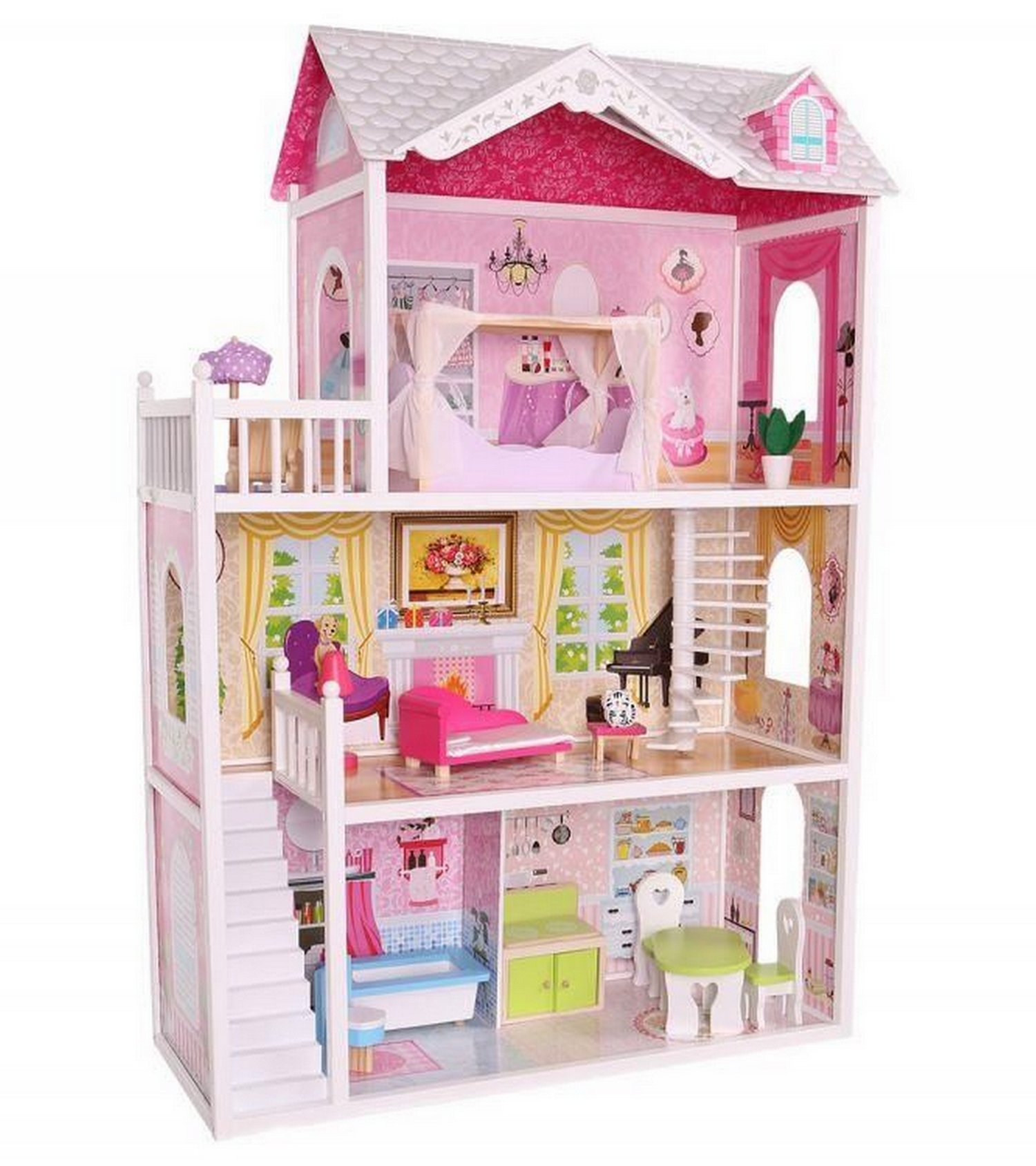 Кукольные игрушки купить. Кукольный дом ECOTOYS Vila. Dream House кукольный домик 55.2 см 20.8см46.5 89pcs. Домик для девочки. Игрушки кукольный домик для Барби.